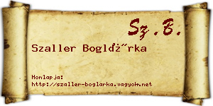 Szaller Boglárka névjegykártya